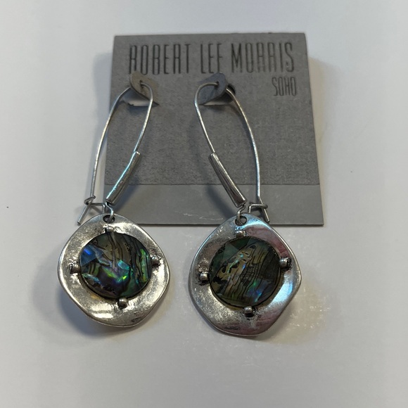 RLM Soho Abalone Silver Shepherd Hook Drop Earrings - Picture 2 of 8